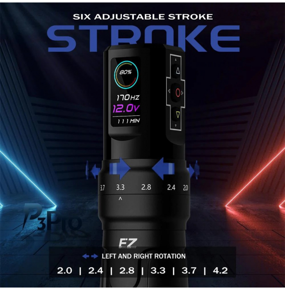 Роторная машинка EZ P3 Pro 6 Strokes - Matte Black (с 2 аккумуляторами) Роторная машинка EZ P3 Pro 6 Strokes - Matte Black (с 2 аккумуляторами)