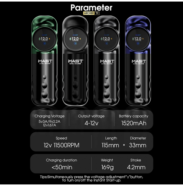 Роторная машинка MAST ARCHER S (matte black) Роторная машинка MAST ARCHER S (matte black)