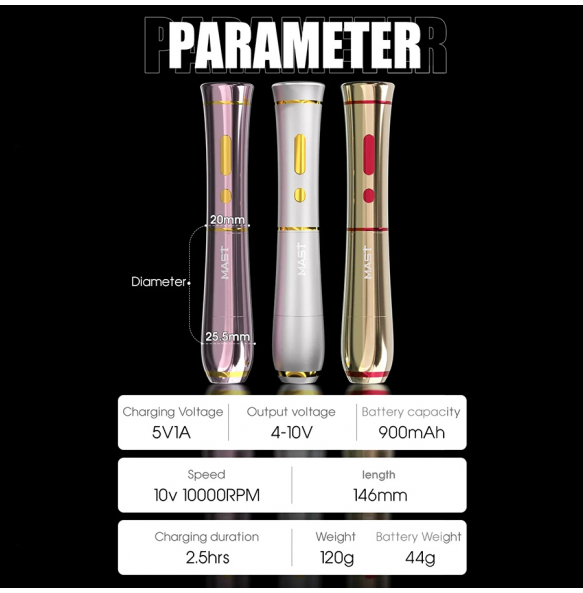 Роторная машинка MAST P40 Permanent with 2.5mm Stroke (Pink)